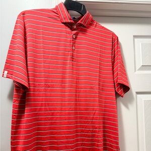 Ralph Lauren Red Striped Men's Polo Shirt wicking with spf50 NEW